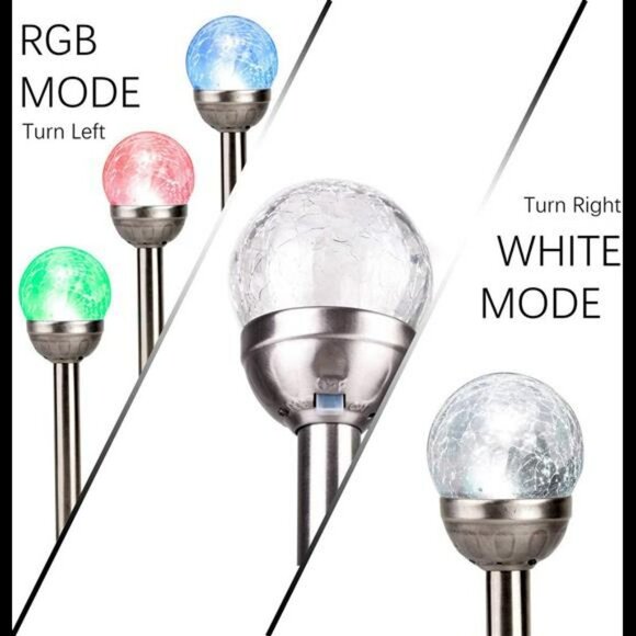 Solar Lights Outdoor Yard Decoration, Cracked Glass Ball Dual LED - Picture 4 of 14